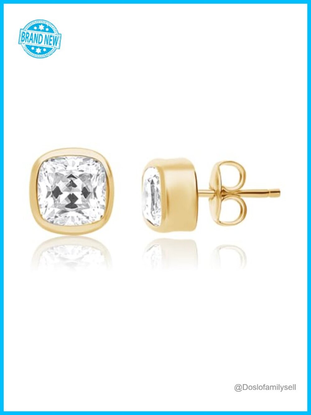 14K Gold Lab Grown Diamond Bezel Stud Earrings